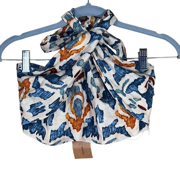 Christian Siriano Tops - Christian Siriano Women’s Linen Blend Ikat Print Cropped Halter Top Small NWT